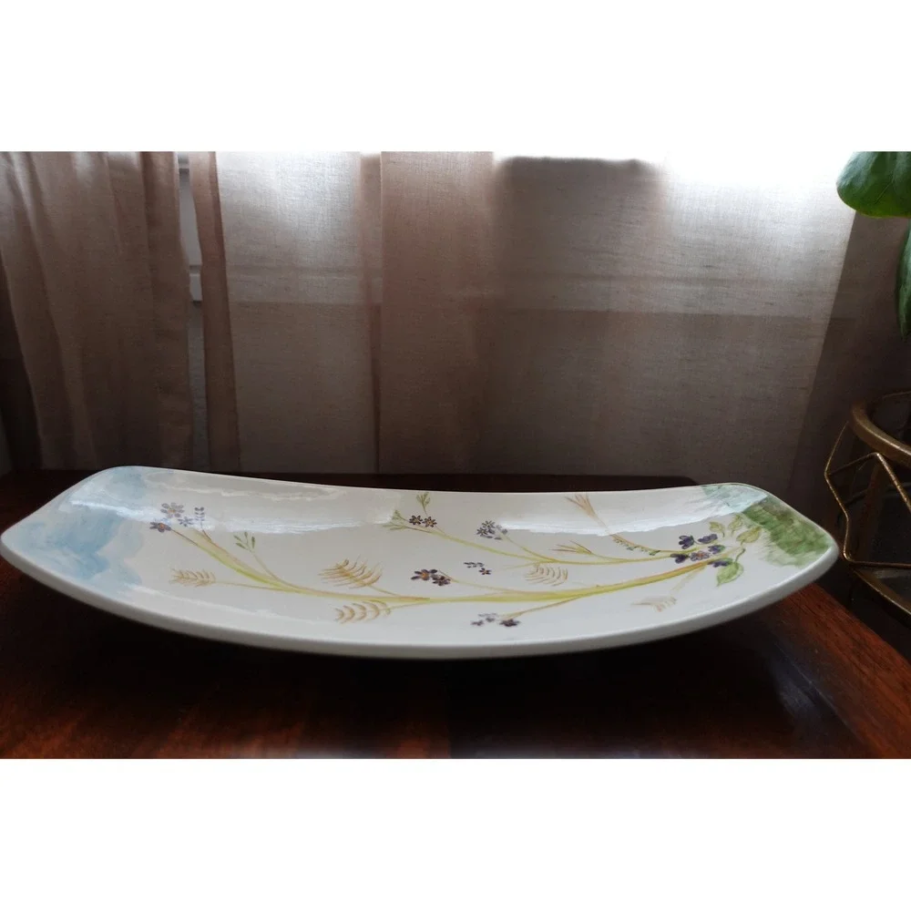 Signed Dick Busse Porcelain Tray | Vintage‎ Floral Oblong Serving Tray